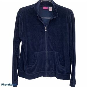 𝅺PAPPAGALLO Navy French Terry Zip Up Jacket Size M